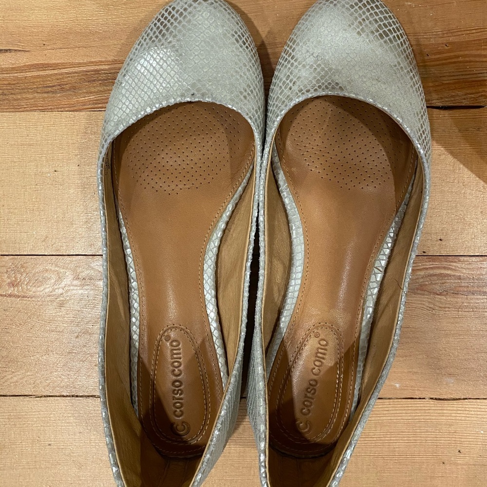 Corso Como ballet flats silver snake animal print